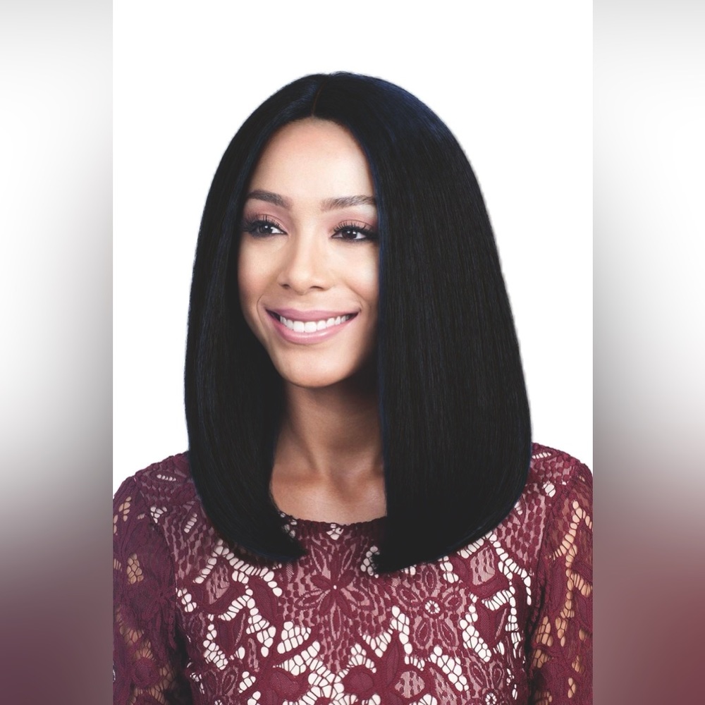 NWT Human Hair Blend Lace Front Wig MBLF90 Swiss Lace Juba (TT1B/B1) Color BLACK